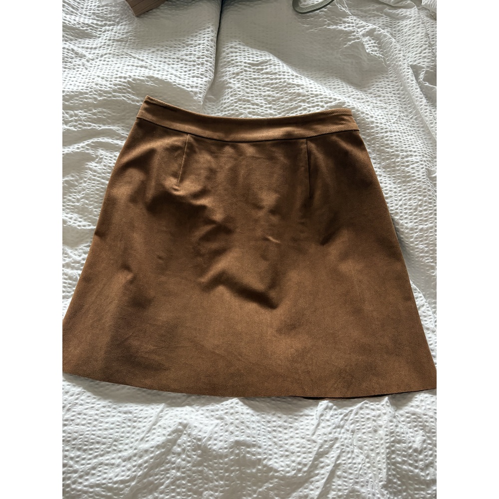 Wilfred Free Aritzia Brown Faux Suede Pleated Mini Skirt NWOT